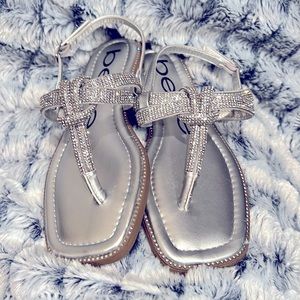 bebe Novah flat sandal with Rhinestone straps